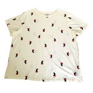 Old Navy Halloween T-Shirt XL Black Cat Pumpkin Graphic White Tee Crewneck Jack